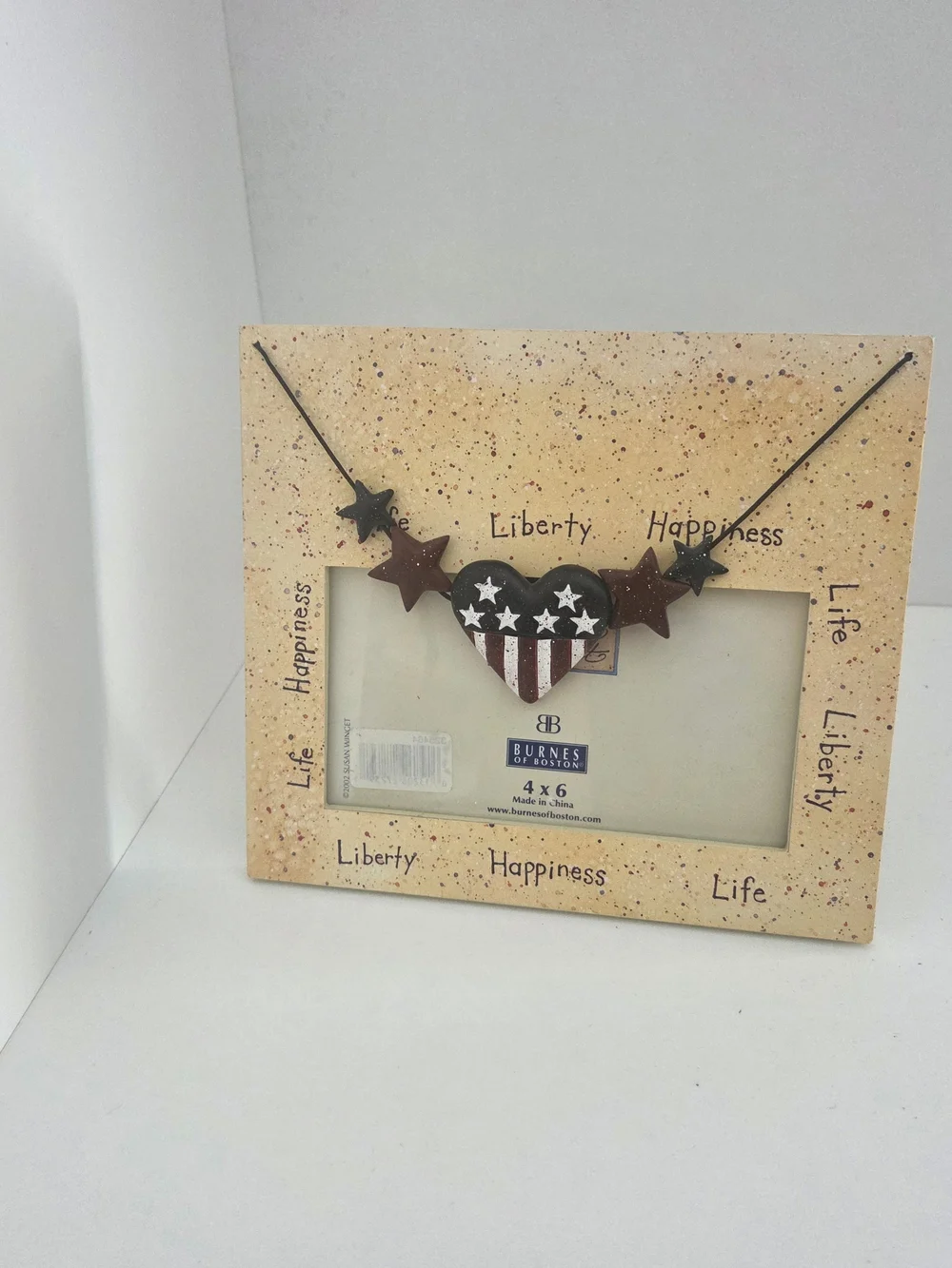 Burnes of Boston Patriotic Heart & Stars Picture Frame - Cream/Red/Blue